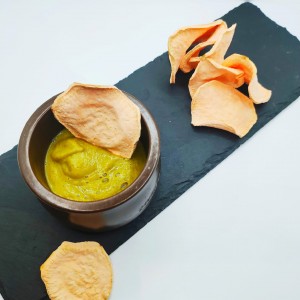Sweet potato with a vegetable dip